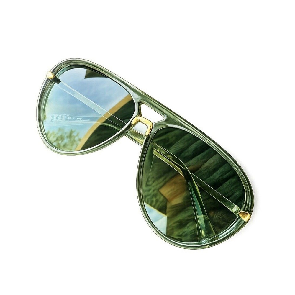 Women's Vintage Style Green Aviator Sunglasses Gold Metal Frame Retro 70s UV400